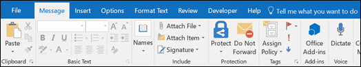 Outlook Message Tab