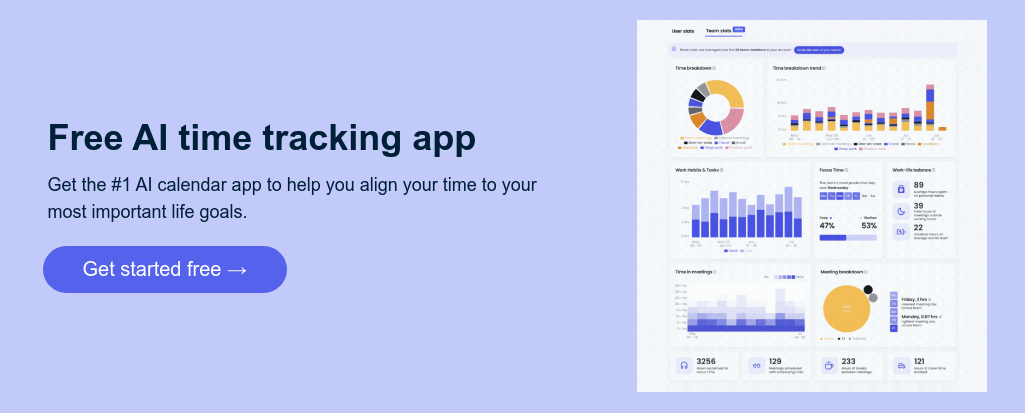 Free AI time tracking app   Get the #1 AI calendar app to help you align your time to your most important life goals.