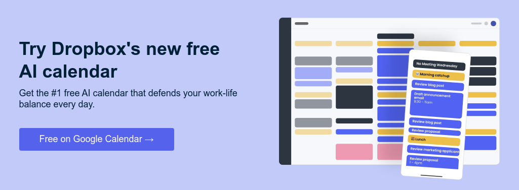Try Dropbox's new free AI calendar